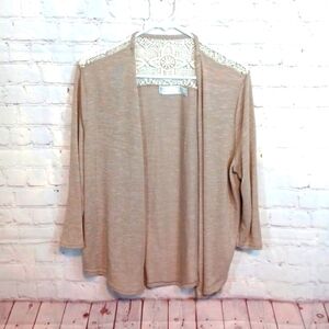 Time&True Woman's Lace Shoulder Cream Short Sleeve Wrap Sweater XL‎ 16-18